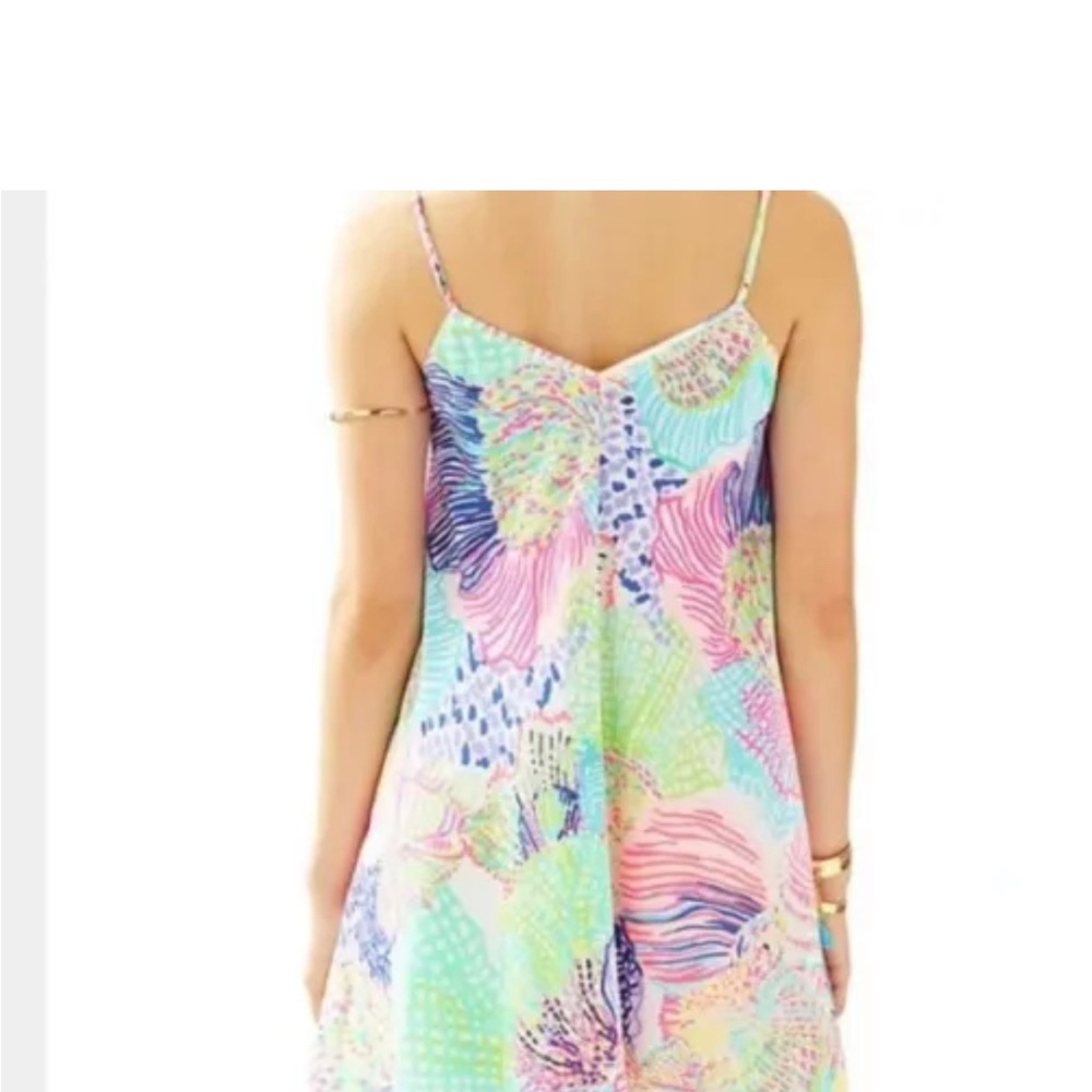Lilly Pulitzer Sleeveless Swing Dress Pink Blue Green Tropical Print Resort S - Picture 9 of 10